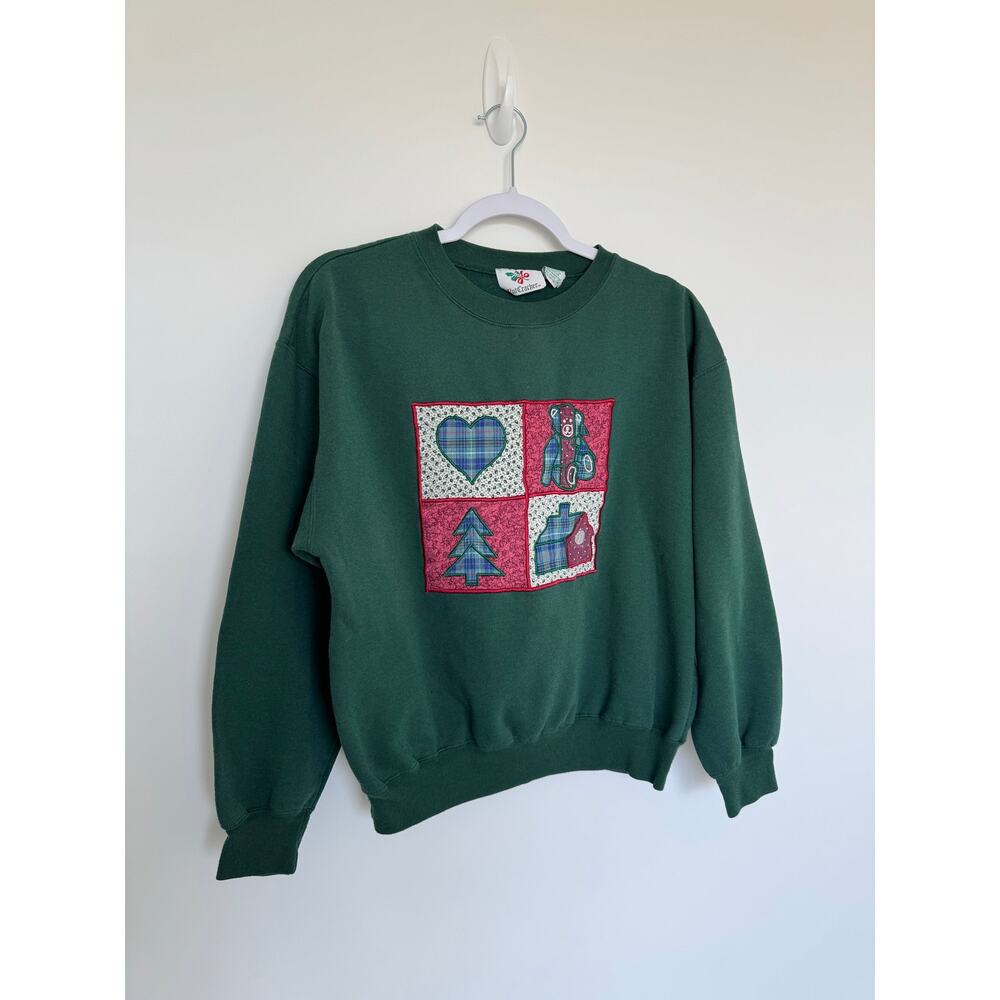 Vintage Christmas Quilt Grandma Core Crewneck Sweatshirt - Size M